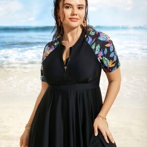 BloomChic Black and Blue One Piece Swimwear